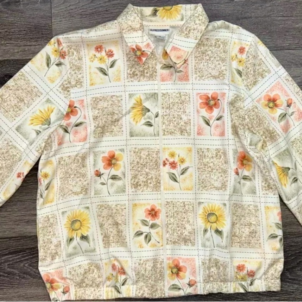 Alfred Dunner Size 14 Floral Zip Up Jacket -Grandma Core